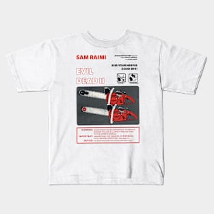 Evil Dead 2 Chainsaw Poster (Black Text) Kids T-Shirt